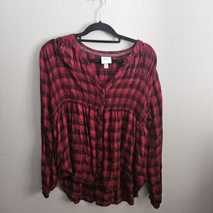 Knox Rose Red Plaid Women's Blouse